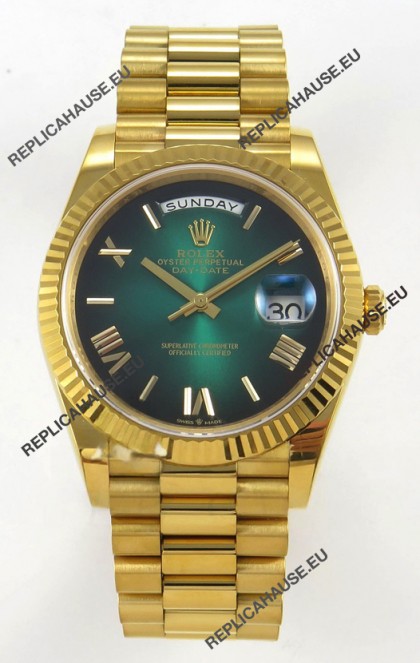 Rolex Day Date Super Clone Ombre Green Dial 40MM 220 Grams Swiss Replica watch 