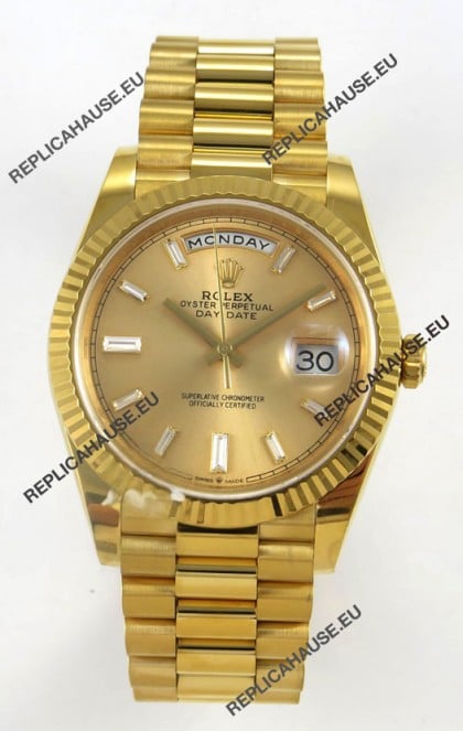 Rolex Day Date Super Clone Gold Dial 40MM 220 Grams Swiss Replica watch 