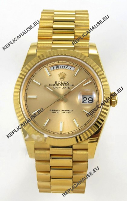 Rolex Day Date Super Clone Gold Dial 40MM 220 Grams Swiss Replica watch 