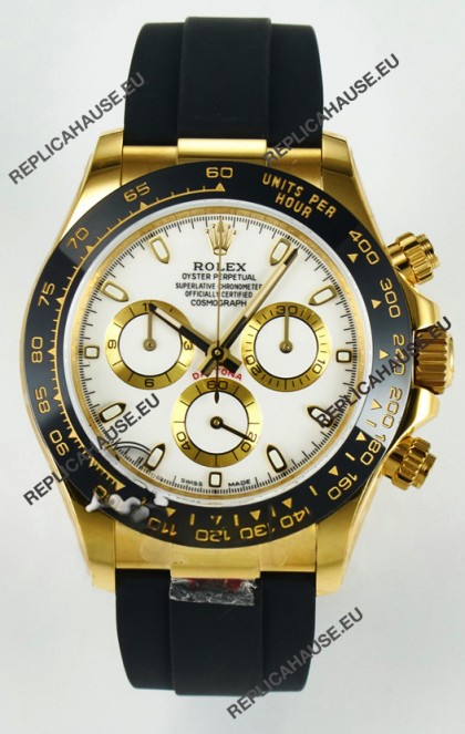 Rolex Daytona Super Clone 116518 Yellow Gold White Dial Original Cal.4130 Movement