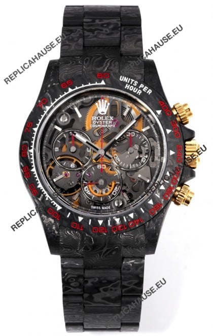 Rolex Daytona Blaken Black Carbon 1:1 Swiss Mirror Replica Skeleton Dial Cal.4130 Movement