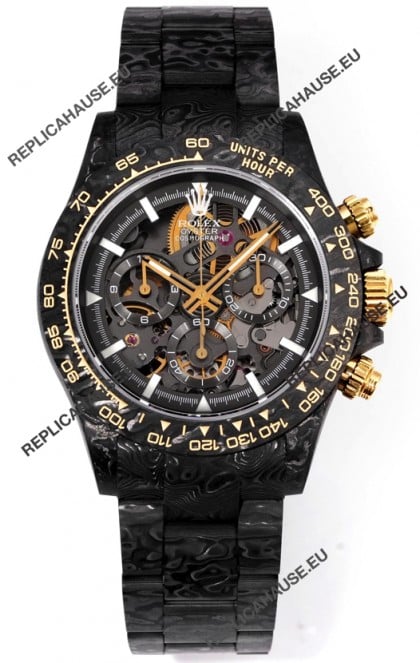 Rolex Daytona Blaken Black Carbon 1:1 Swiss Mirror Replica Skeleton Dial Cal.4130 Movement