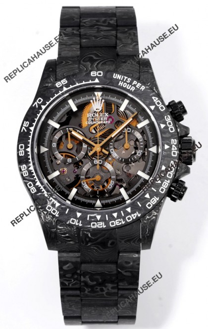 Rolex Daytona Blaken Black Carbon 1:1 Swiss Mirror Replica Skeleton Dial Cal.4130 Movement