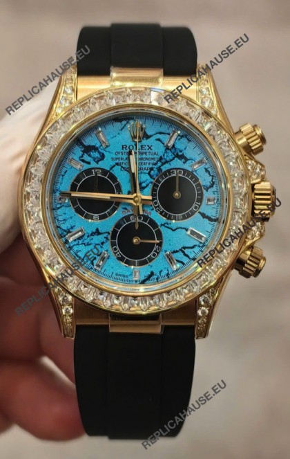 Rolex Daytona Super Clone 126518LN Yellow Gold Turquoise Dial Original Cal.4131 Movement