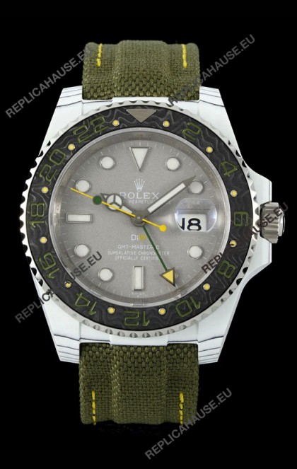 Rolex GMT Masters DiW White Carbon Casing Swiss Replica Watch Verdant Gray Dial 