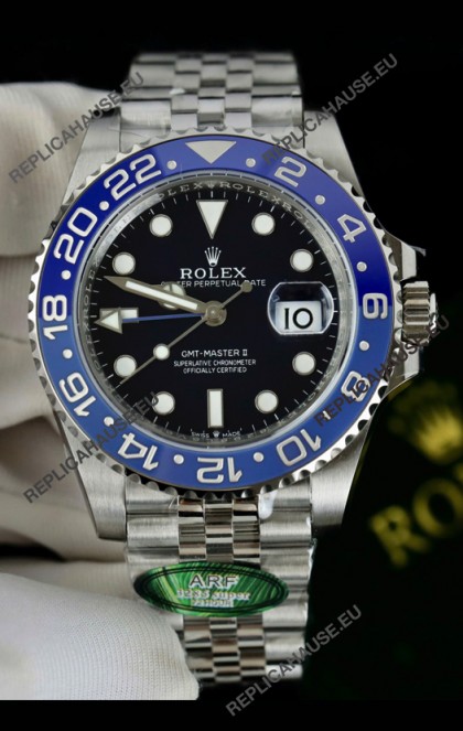 Rolex GMT Masters Super Clone Custom Ceramic Bezel Black Dial Watch 
