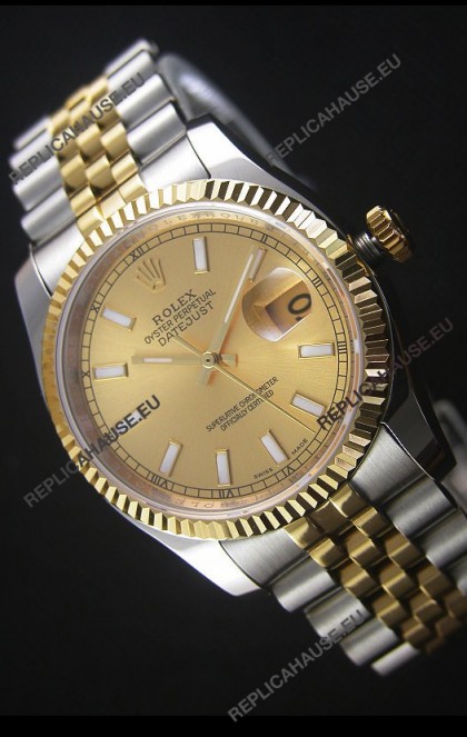 Rolex Datejust Replica Watch Gold Dial in 36MM with 3135 Swiss Movement 