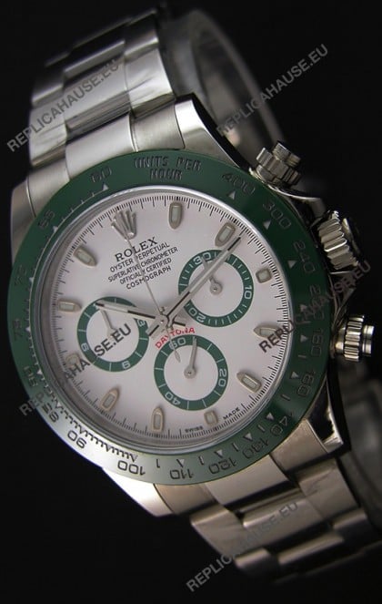 Rolex Cosmograph Daytona White Dial Green Ceramic Original Cal.4130 Movement - Ultimate 904L Steel Watch