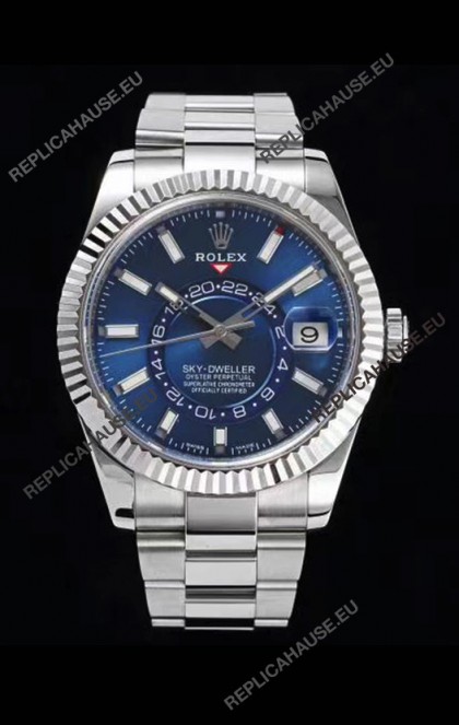 Rolex Sky-Dweller REF# 326934 Blue Dial Watch in 904L Steel Case 1:1 Mirror Replica