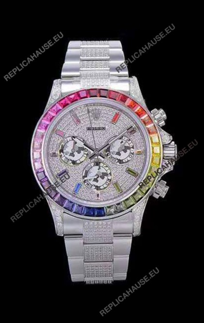Rolex Daytona ICED OUT 904L Steel Casing Watch Original Cal.4130 Movement - 1:1 Mirror Replica