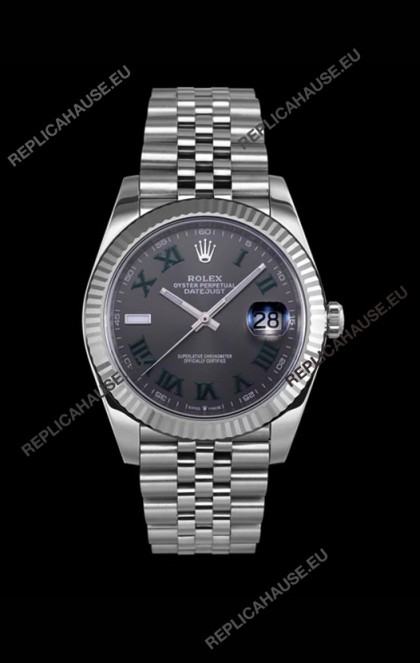 Rolex Datejust Wimbledon Edition Japanese Replica Watch - Grey Dial in 41MM 