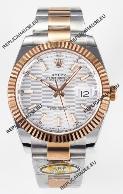 Rolex Super Clone Datejust ETA 3235 Movement 41MM Two Tone Rose Gold Plating Fluted Dial Watch