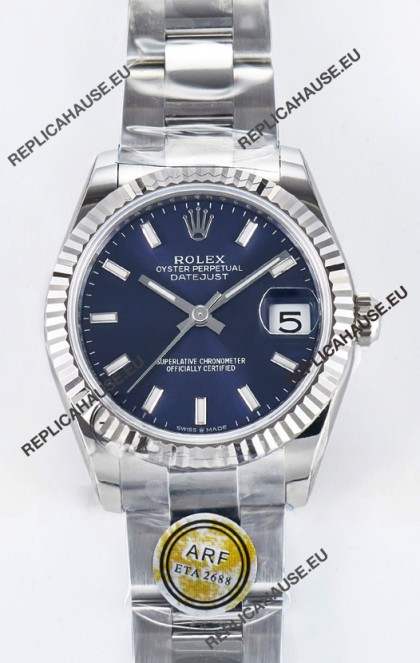 Rolex Super Clone Datejust ETA 2688 Movement 31MM Stainless Steel Blue Dial Watch 