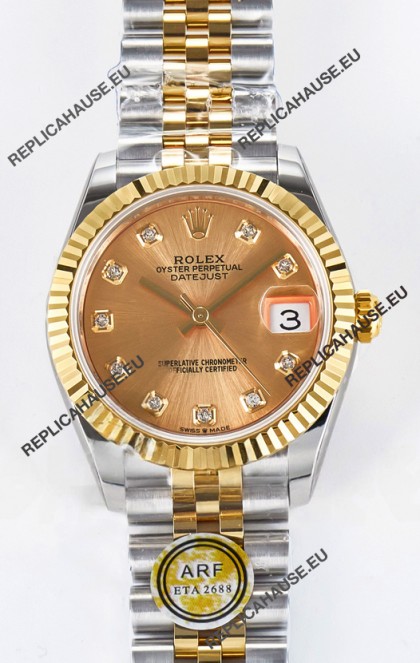 Rolex Super Clone Datejust ETA 2688 Movement 31MM Two Tone Yellow Gold Casing and Dial 