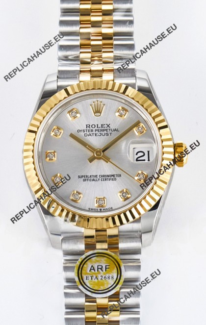 Rolex Super Clone Datejust ETA 2688 Movement 31MM Two Tone Yellow Gold Steel Dial