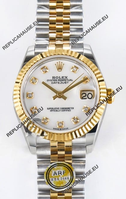 Rolex Super Clone Datejust ETA 2688 Movement 31MM Two Tone Yellow Gold Mother of Peal Dial