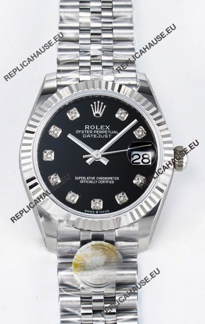 Rolex Super Clone Datejust ETA 2688 Movement 31MM Stainless Steel Black Dial Watch 