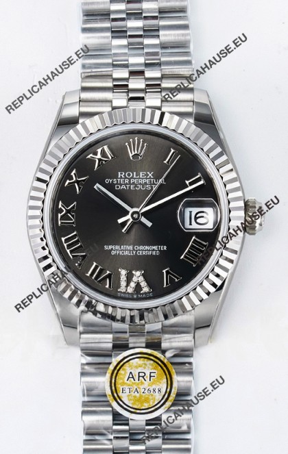 Rolex Super Clone Datejust ETA 2688 Movement 31MM Stainless Steel Grey Dial Watch 