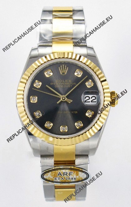 Rolex Super Clone Datejust ETA 2688 Movement 31MM Two Tone Yellow Gold Grey Dial
