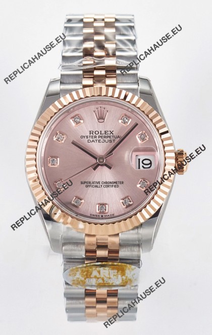 Rolex Super Clone Datejust ETA 2688 Movement 31MM Two Tone Rose Gold Swiss Champange Dial