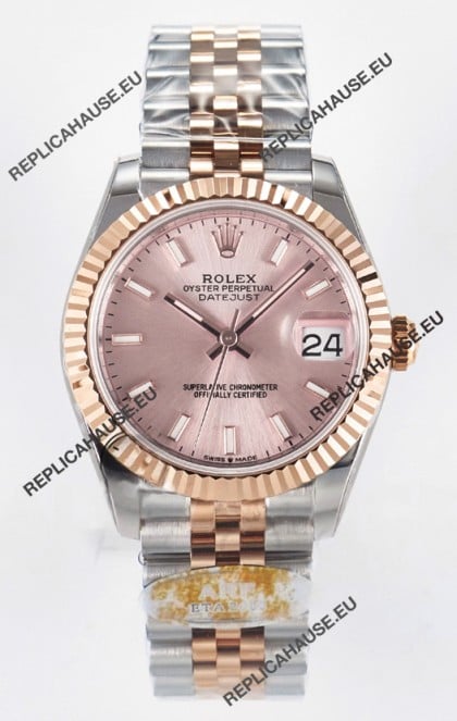 Rolex Super Clone Datejust ETA 2688 Movement 31MM Two Tone Rose Gold Swiss Champange Dial