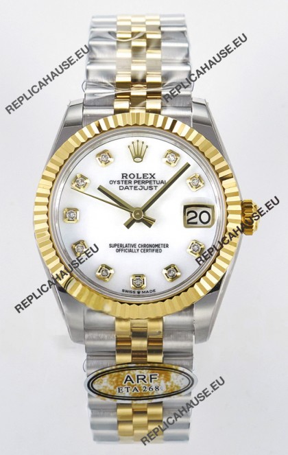 Rolex Super Clone Datejust ETA 2688 Movement 31MM Two Tone Yellow Gold Swiss White Dial