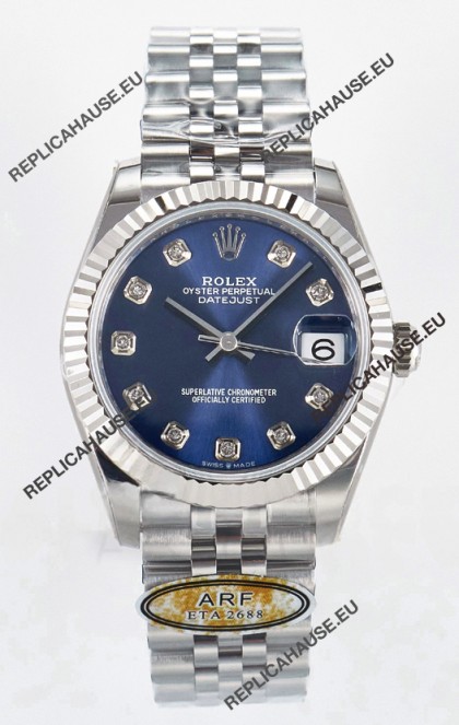 Rolex Super Clone Datejust ETA 2688 Movement 31MM Stainless Steel Blue Dial Watch 