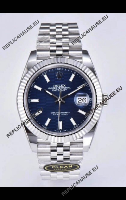 Rolex Datejust Cal.3235 Movement 1:1 Mirror Replica 904L Steel 41MM - Blue Fluted Motif Dial