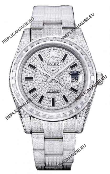 Rolex Datejust 41MM Swiss Replica - Iced Out Edition in Diamonds Dial 