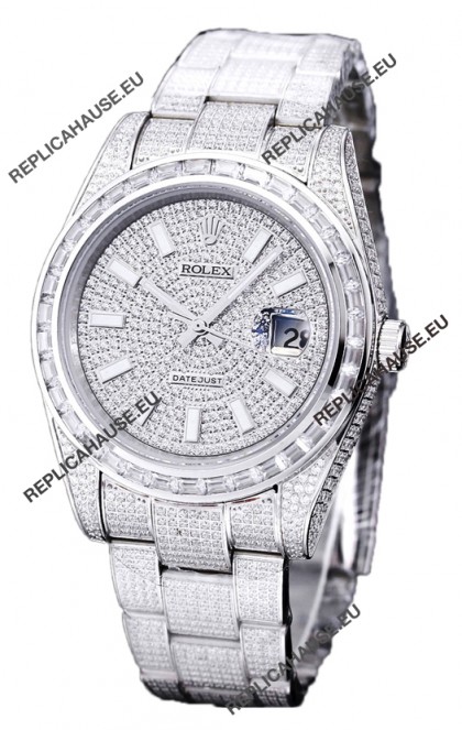 Rolex Datejust 41MM Swiss Replica - Iced Out Edition in Diamonds Dial 