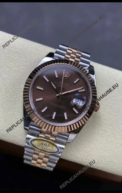 Rolex Datejust 126331 41MM ETA3235 72 Hours Power Brown Dial Jubilee 1:1 Mirror Replica in Rose Gold 904L Steel