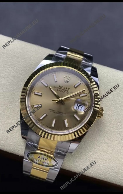 Rolex Datejust M126333 41MM ETA3235 72 Hours Power Gold Dial Oyster 1:1 Mirror Replica Yellow Gold 904L Steel
