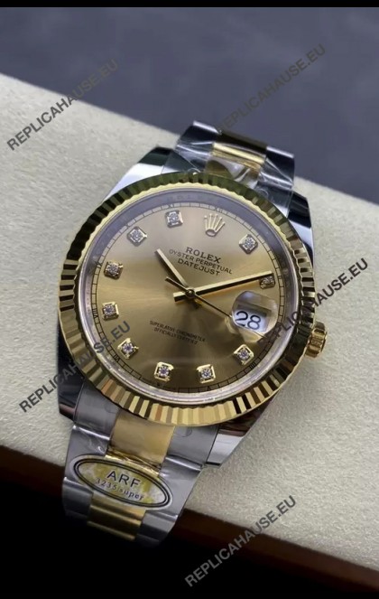 Rolex Datejust M126333 41MM ETA3235 72 Hours Power Gold Diamonds Dial 1:1 Mirror Replica Yellow Gold 904L Steel