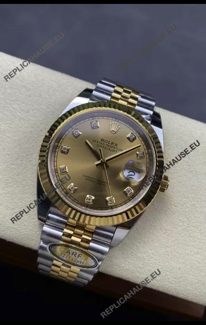 Rolex Datejust M126333 41MM ETA3235 72 Hours Power Gold Diamonds Dial 1:1 Mirror Replica Yellow Gold 904L Steel