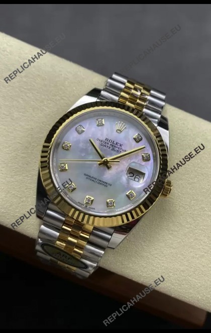Rolex Datejust M126333 41MM ETA3235 72 Hours Power Pearl Dial Jubilee 1:1 Mirror Replica Yellow Gold 904L Steel