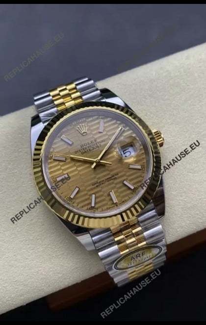 Rolex Datejust M126333 41MM ETA3235 72 Hours Power Fluted Dial Jubilee 1:1 Mirror Replica Yellow Gold 904L Steel