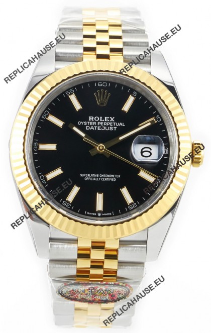 Rolex Datejust M126333 41MM ETA3235 72 Hours Power Black Dial Jubilee 1:1 Mirror Replica Yellow Gold 904L Steel
