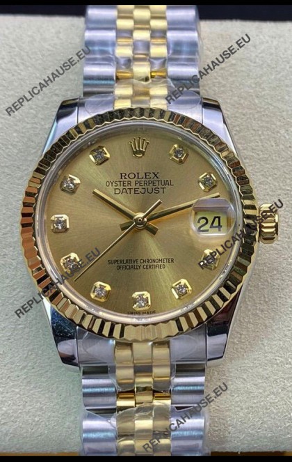 Rolex Datejust 278273 31MM Swiss Replica in 904L Steel in Gold Dial - 1:1 Mirror Replica