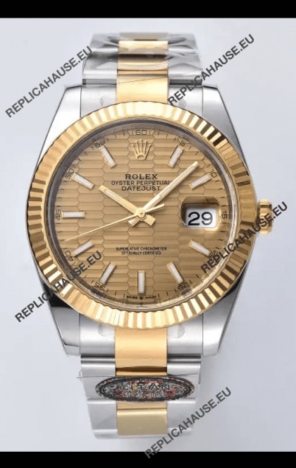 Rolex Datejust Cal.3235 Movement 1:1 Mirror Replica 904L Steel 41MM - Gold Fluted Motif Dial