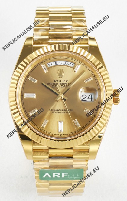 Rolex Day Date Super Clone 18K Yellow Gold Watch 40MM - Gold Dial 1:1 Mirror Quality