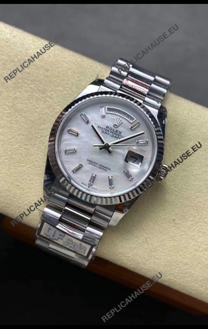 Rolex Day Date Super Clone 904L Stainless Steel Watch 40MM - Mother of Pearl Dial Mirror Quality 