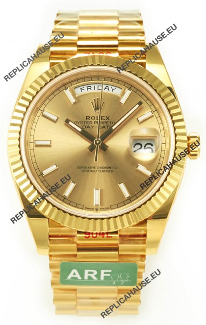 Rolex Day Date Presidential 18K Yellow Gold Watch 40MM - Gold Stick Dial 1:1 Mirror Quality