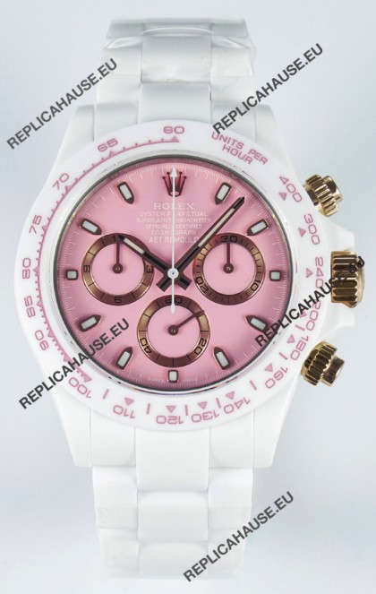 Rolex Daytona AET Remould Pink Dial Full Ceramic Strap Watch in Cal.4130 Movement