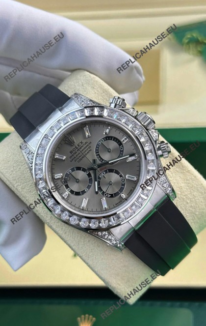 Rolex Daytona Super Clone White Gold Casing Steel Dial Cal.4131 Movement Watch Custom Sapphires Bezel