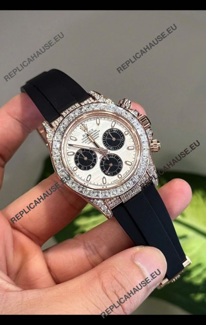 Rolex Daytona Super Clone White Gold Casing Meteorite Dial Cal.4131 Movement Watch Custom Sapphires Bezel