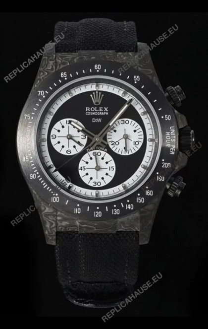 Rolex Daytona Super Clone DiW Paul Newman Carbon Edition Watch - Forged Carbon Casing Black Strap 1:1 Mirror Replica