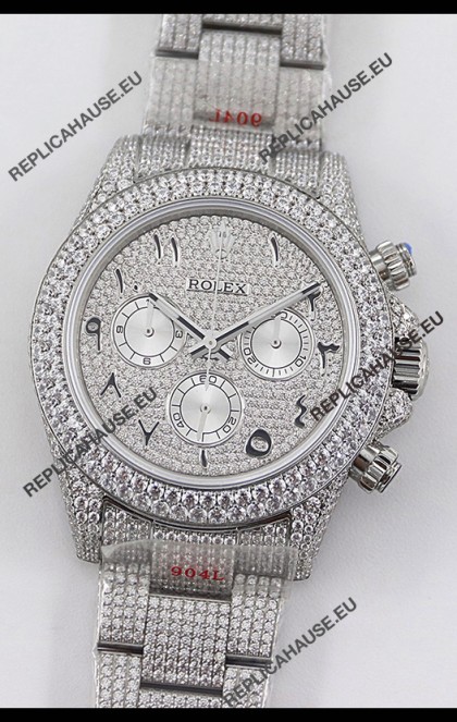 Rolex Cosmograph Daytona 904L Steel ICED OUT Cal.4130 Movement - 904L Steel Watch