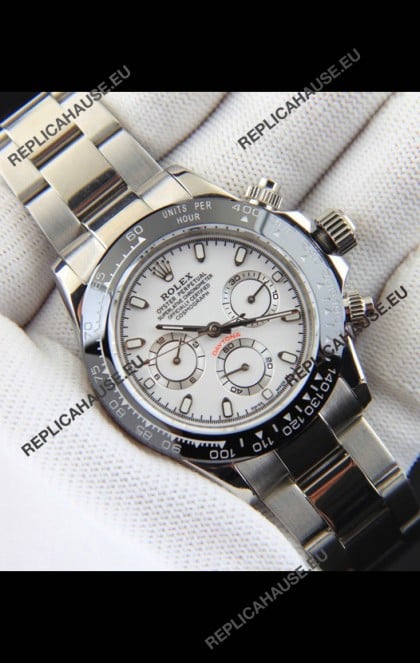 Rolex Daytona Japanese Movement Replica Watch in White Dial - Ceramic Bezel 