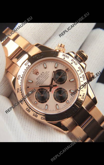 Rolex Daytona Japanese Movement Gold Casing Replica Watch in Champange Dial