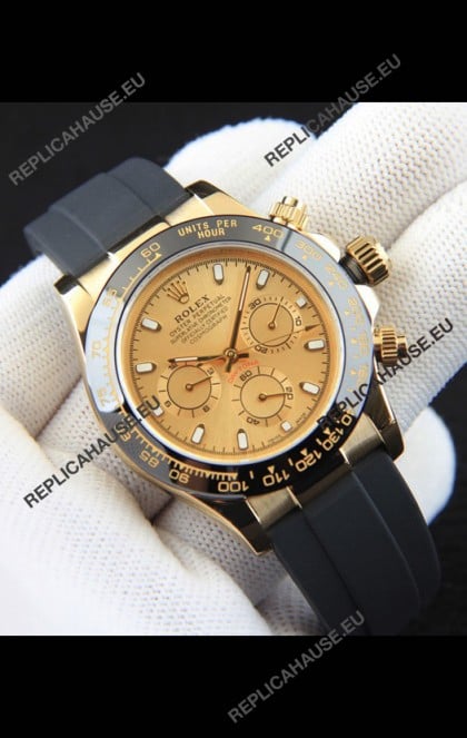 Rolex Daytona Japanese Movement Gold Casing Replica Watch in Gold Dial 